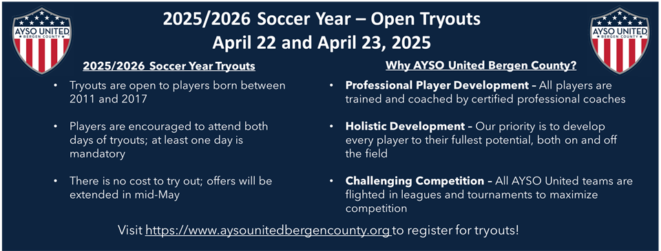2025/2026 Soccer Year Tryouts